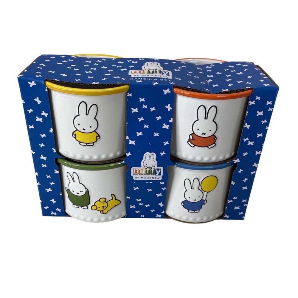 Miffy Magenta Ceramic Ramekin Set Bunny Rabbit Pink Mini Cups Collectible